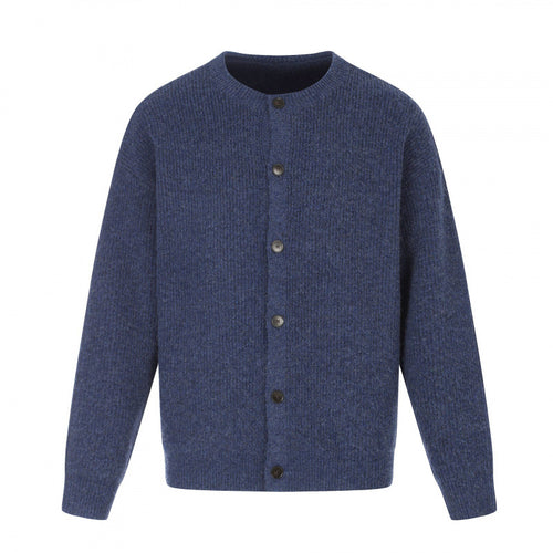 Unisex Boxy-Strickjacke mit Rundhalsausschnitt, durchgehender Knopfleiste und feiner Waffelstruktur Drune