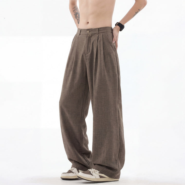 Herren nan weite Leinenhose mit hoher Bundfalte und lässigem Schnitt Drune