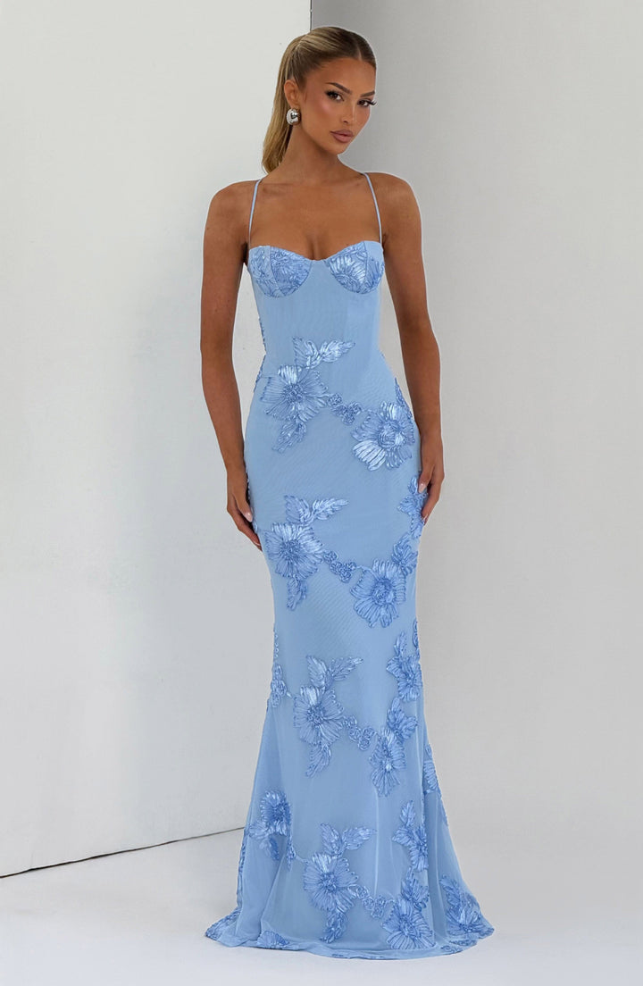 Damen Elegantes Abendkleid mit floralem Spitzenmotiv und tailliertem Schnitt Drune