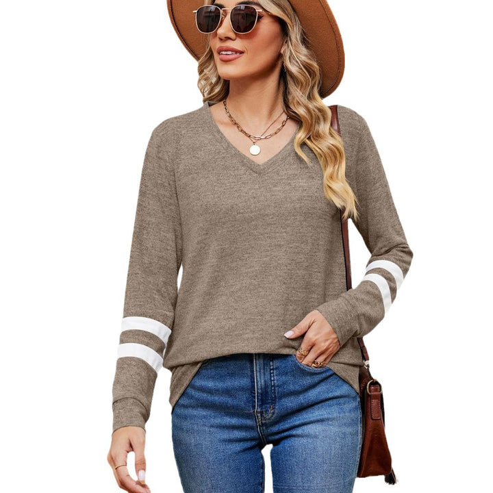 Damen V-Ausschnitt Sweatshirt mit grafischem Schulterdesign Drune