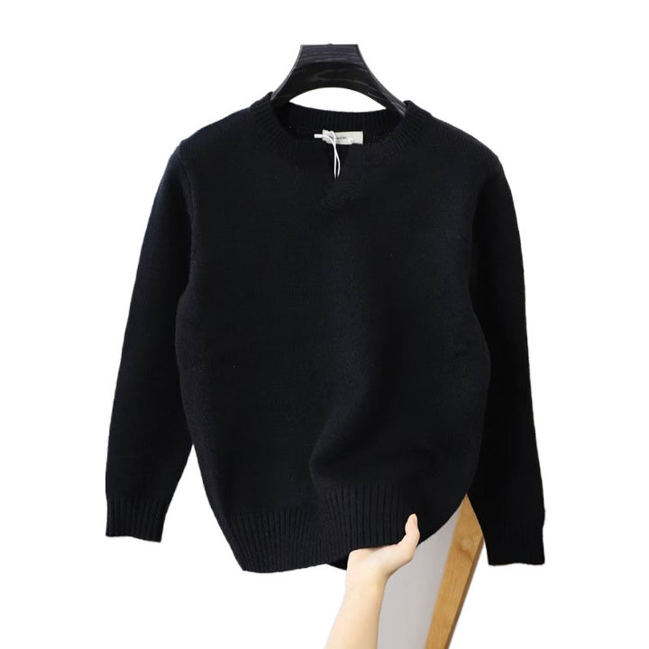 Unisex Feinstrickpullover mit Rundhalsausschnitt und Halslasche im Oversize‑Schnitt Drune