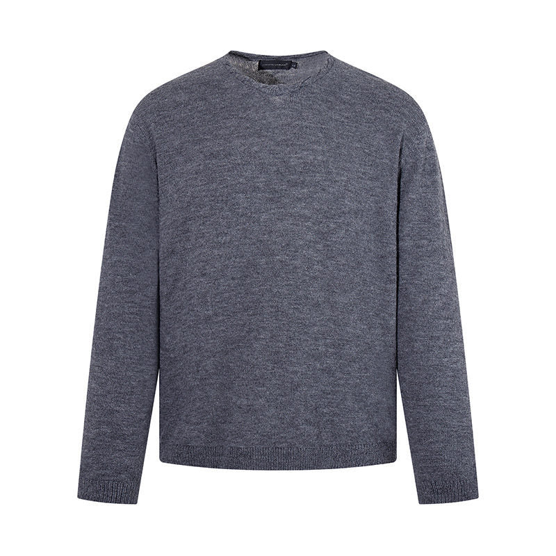 Herren Feinstrickpullover mit Rundhalsausschnitt, lockerer Passform und geripptem Saum Drune