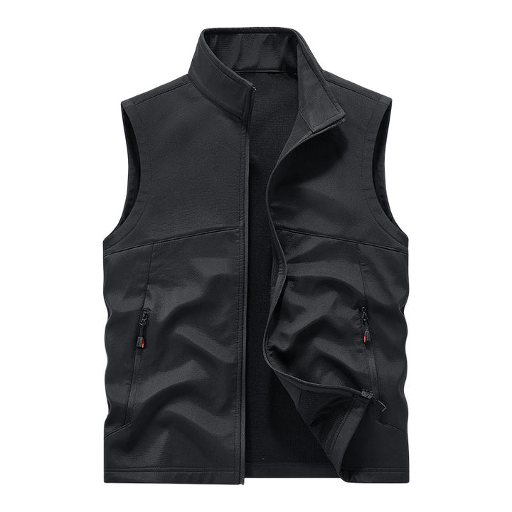 Herren atmungsaktive Softshell-Outdoorweste mit hochschließendem Stehkragen und fleecegefütterter Innenseite Drune
