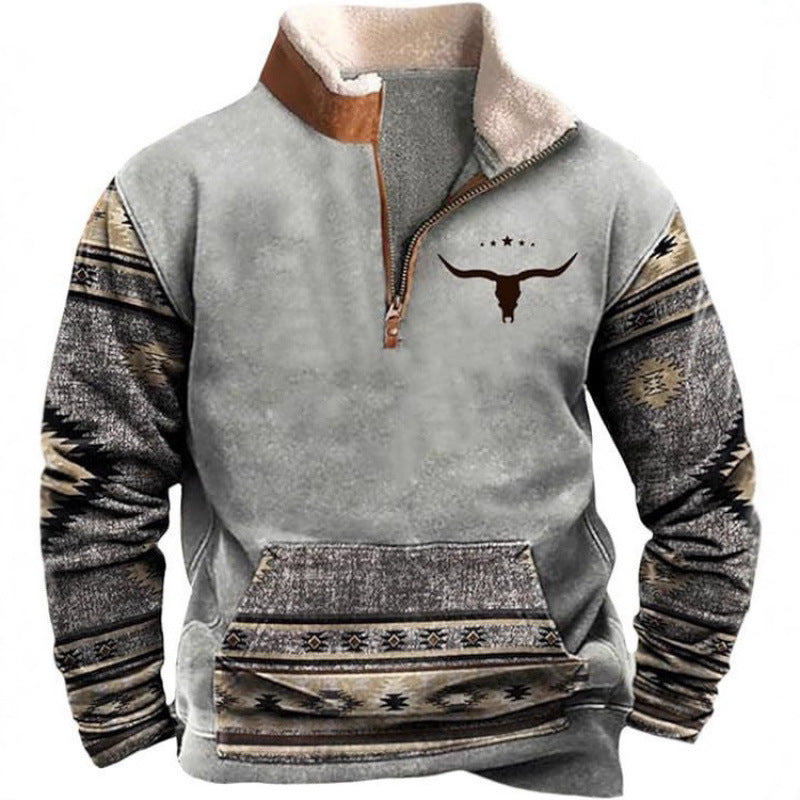 Herren Wärmender Fleece-Pullover mit Stehkragen Drune