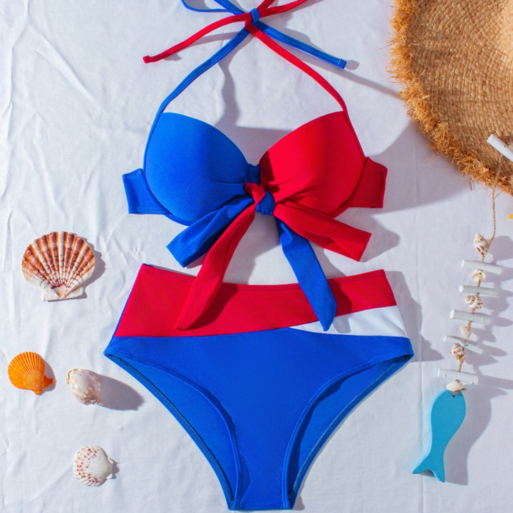 Damen hochtaillierter Bikini mit verspieltem Knoten-Design Drune