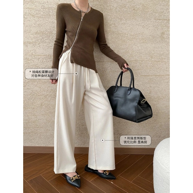 Damen Eleganter V-Ausschnitt Langarm Pullover mit Knopfleiste Drune