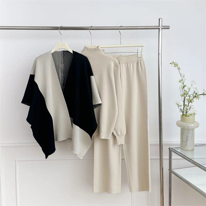Damen modisches Strick-Loungewear-Set mit asymmetrischem Design Drune