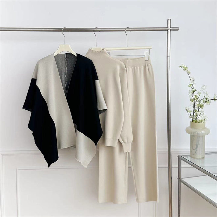 Damen modisches Strick-Loungewear-Set mit asymmetrischem Design Drune