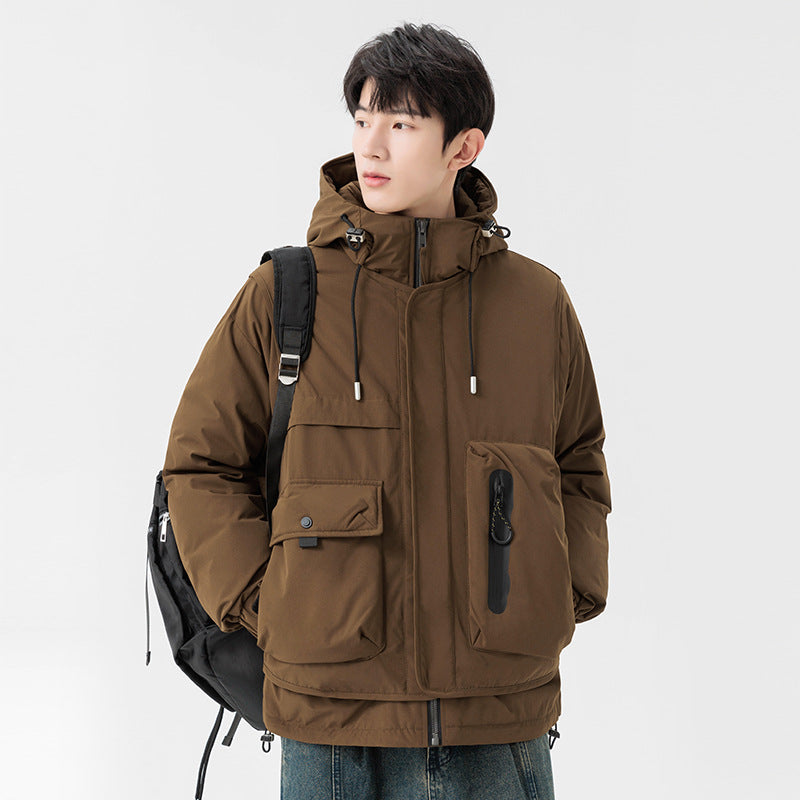 Herren wattierte Kapuzen-Fieldjacke mit Multifunktionstaschen Drune