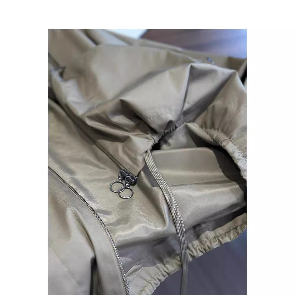Damen Lässige Kapuzenjacke mit verstellbarem Bund Drune