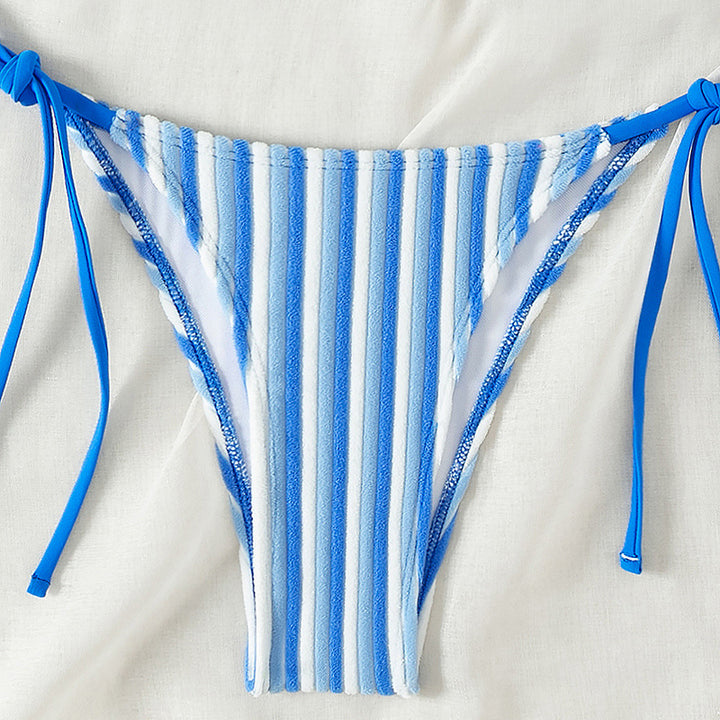 Damen Triangel-Bikini mit raffinierten Streifen und verspielten Schleifen Drune