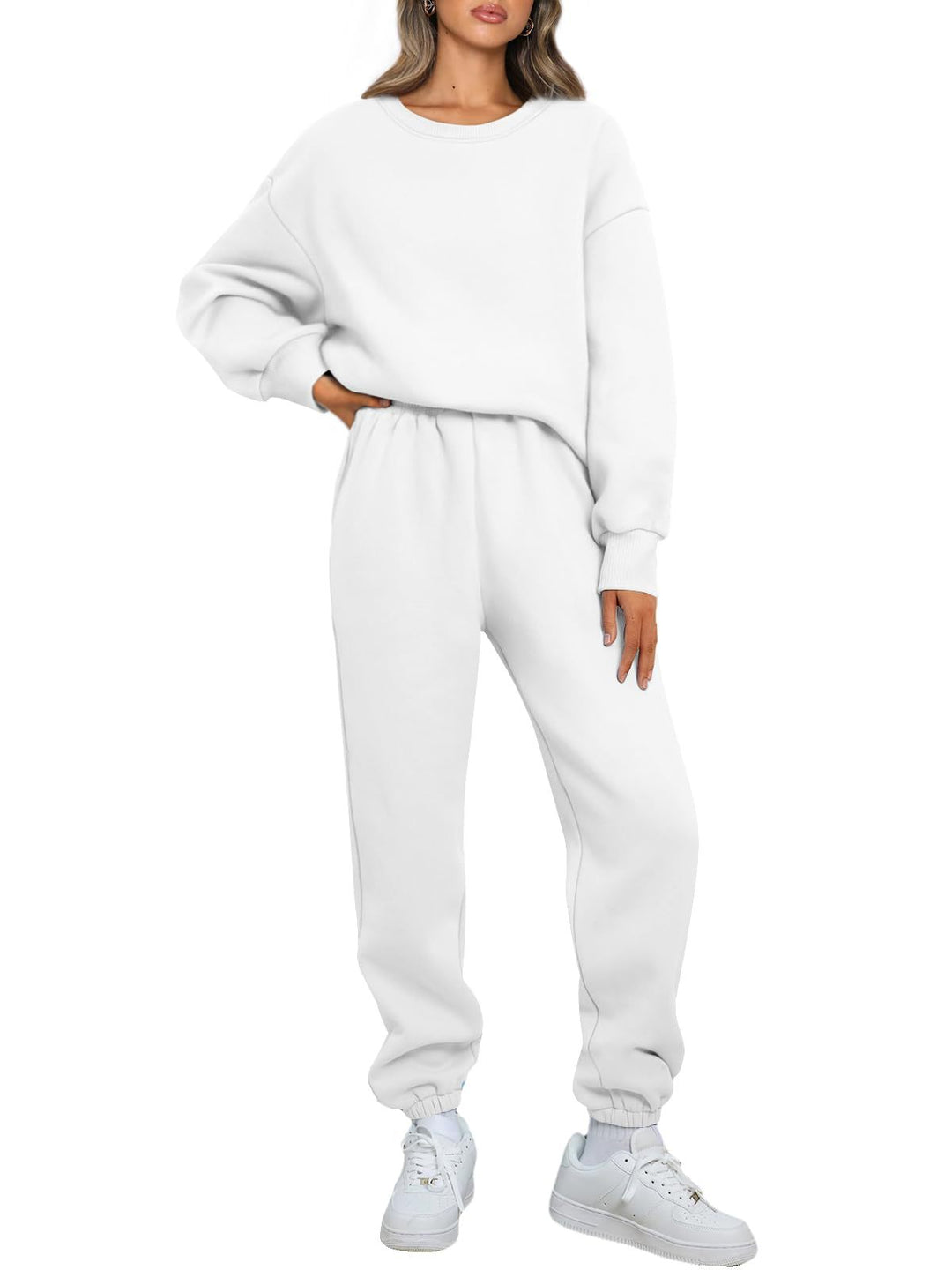 Damen nan gemütliches zweiteiliges Lounge-Set aus French-Terry mit Oversize-Sweatshirt und taillierter Jogginghose Drune