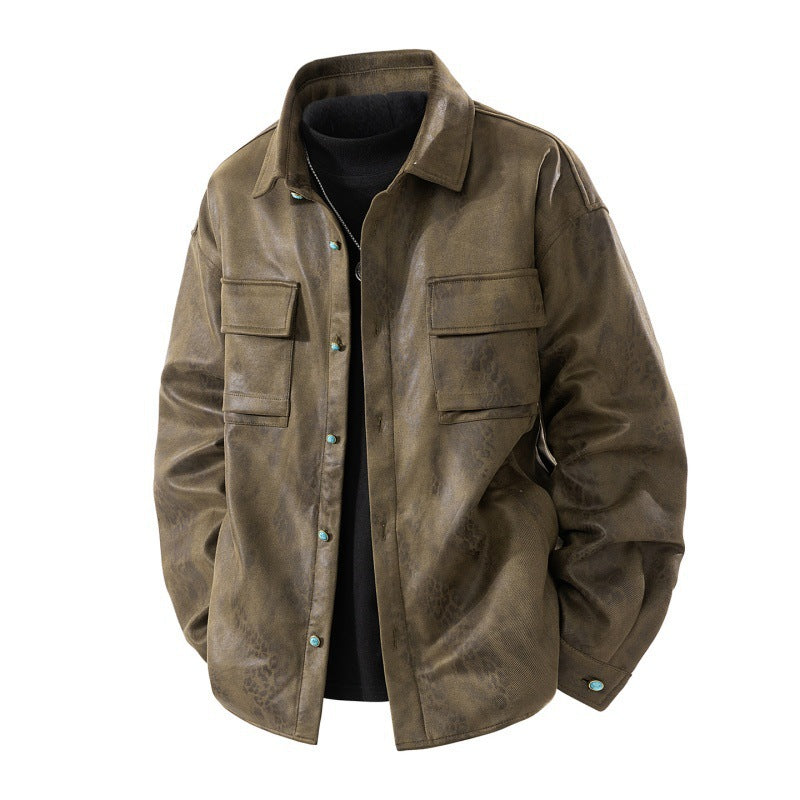 Herren Lässige Lederjacke Drune