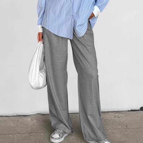 Damen Elegante weite Hose mit schickem Gürtel und Falten Drune