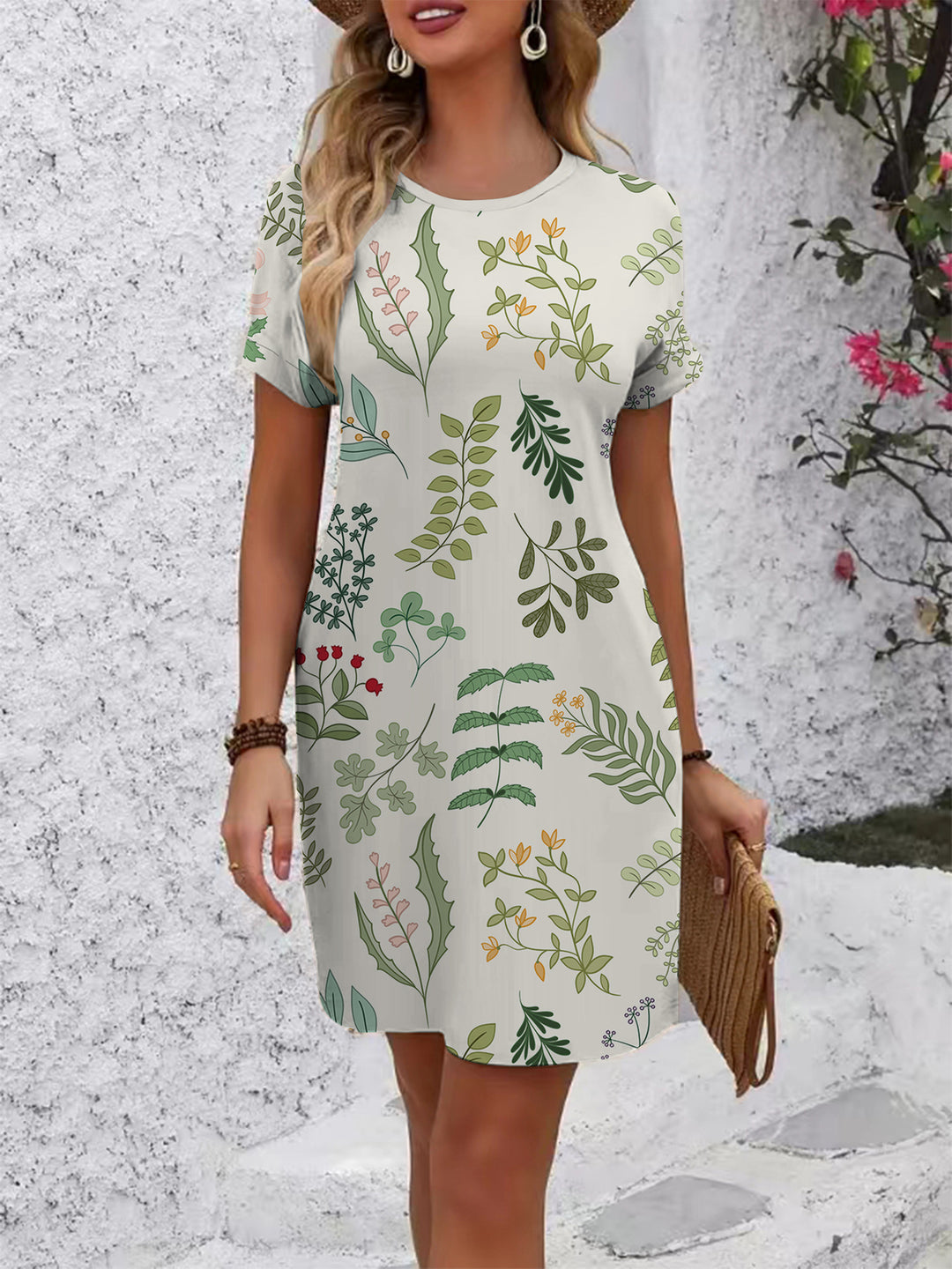 Damen T-Shirt Kleid mit kreativem Druckdesign Drune