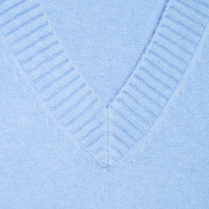 Damen Oversize V-Ausschnitt Pullover mit überschnittenen Schultern und breitem Rippbund Drune