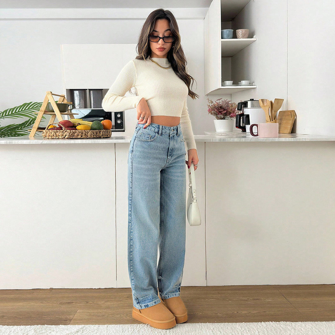 Damen Relaxed-Fit High‑Waist Jogger-Jeans mit elastischem Knöchelabschluss Drune