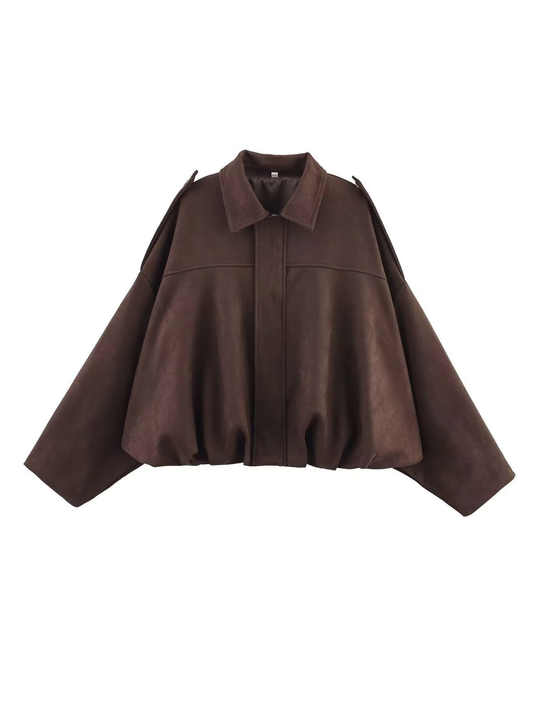 Damen 1000+ weit geschnittene Cropped‑Blousonjacke im Cape‑Look mit Schulterriegeln und gerafftem Saum Drune