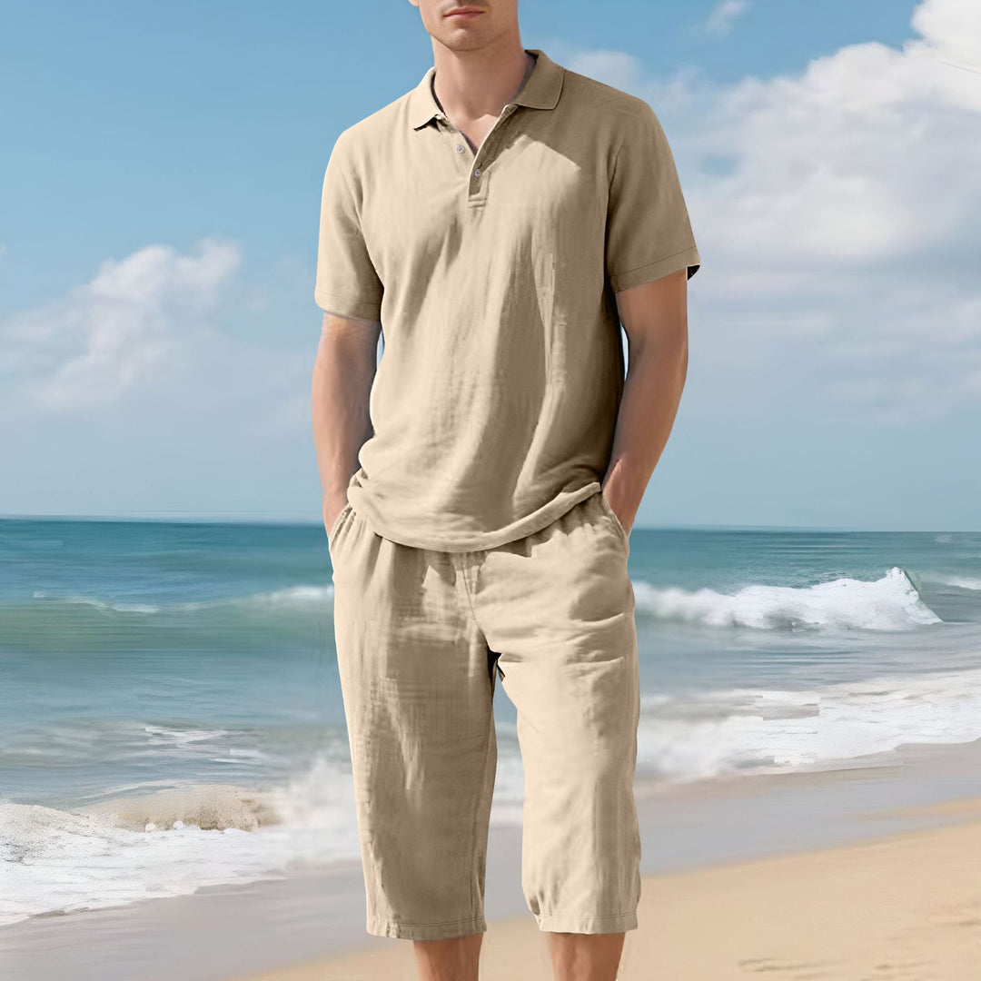 Herren nan leichtes Polo- und Bermuda-Set aus seidigem Baumwolljersey Drune