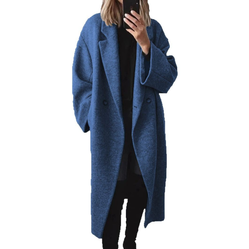 Damen Oversized Wollmantel mit elegantem Schnitt und praktischen Taschen Drune