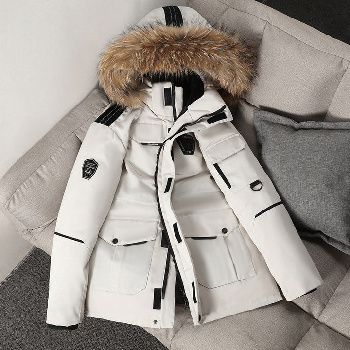 Herren Premium Expeditionsparka mit Kunstfellkragen, winddichter Membran und multifunktionalen Taschen Drune