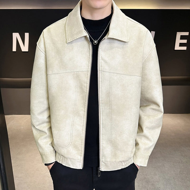 Herren Modische Jacke im Lederlook Drune