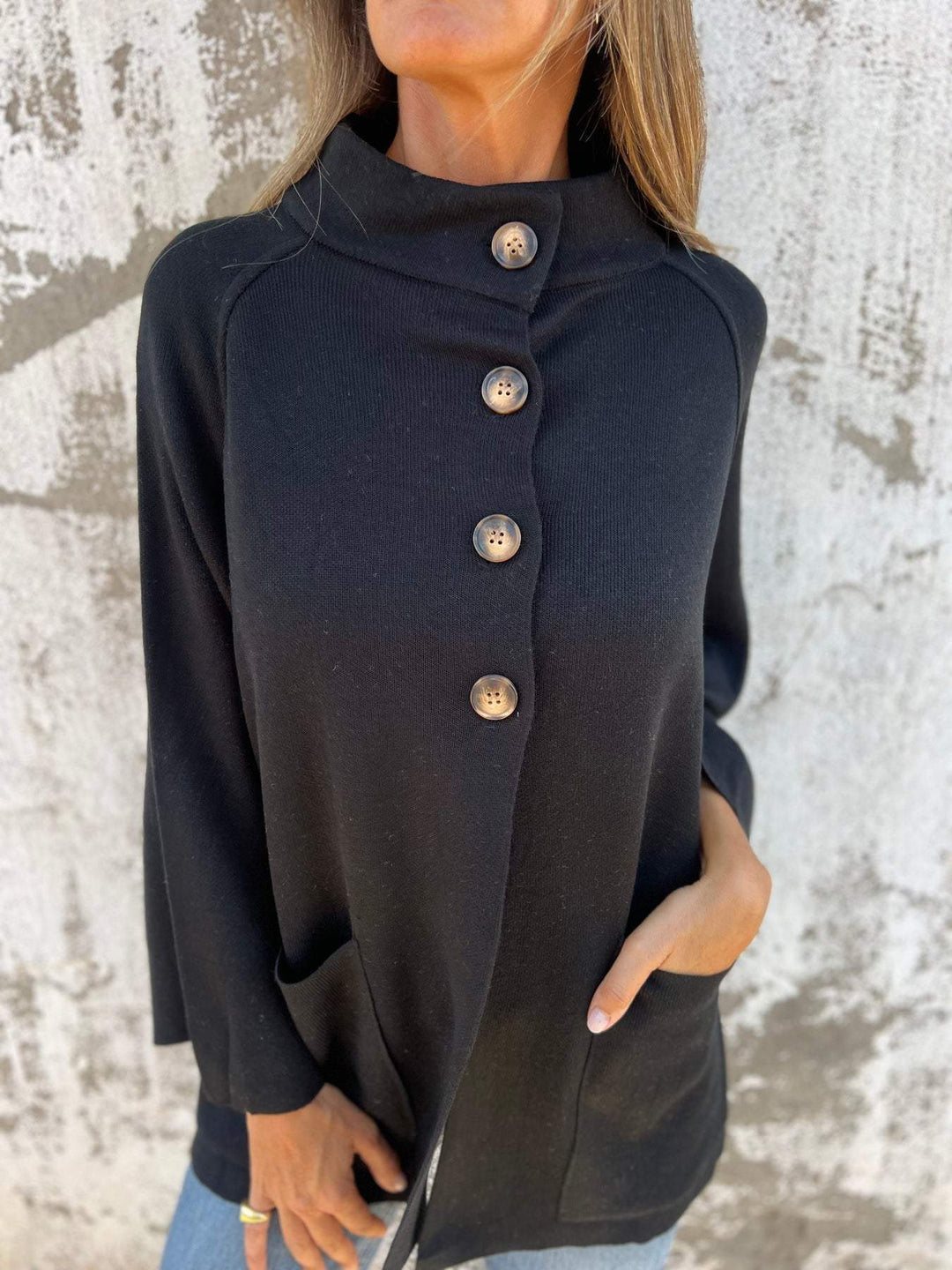 Drune | Turtleneck Knopf Strickstrickjacke Jacke