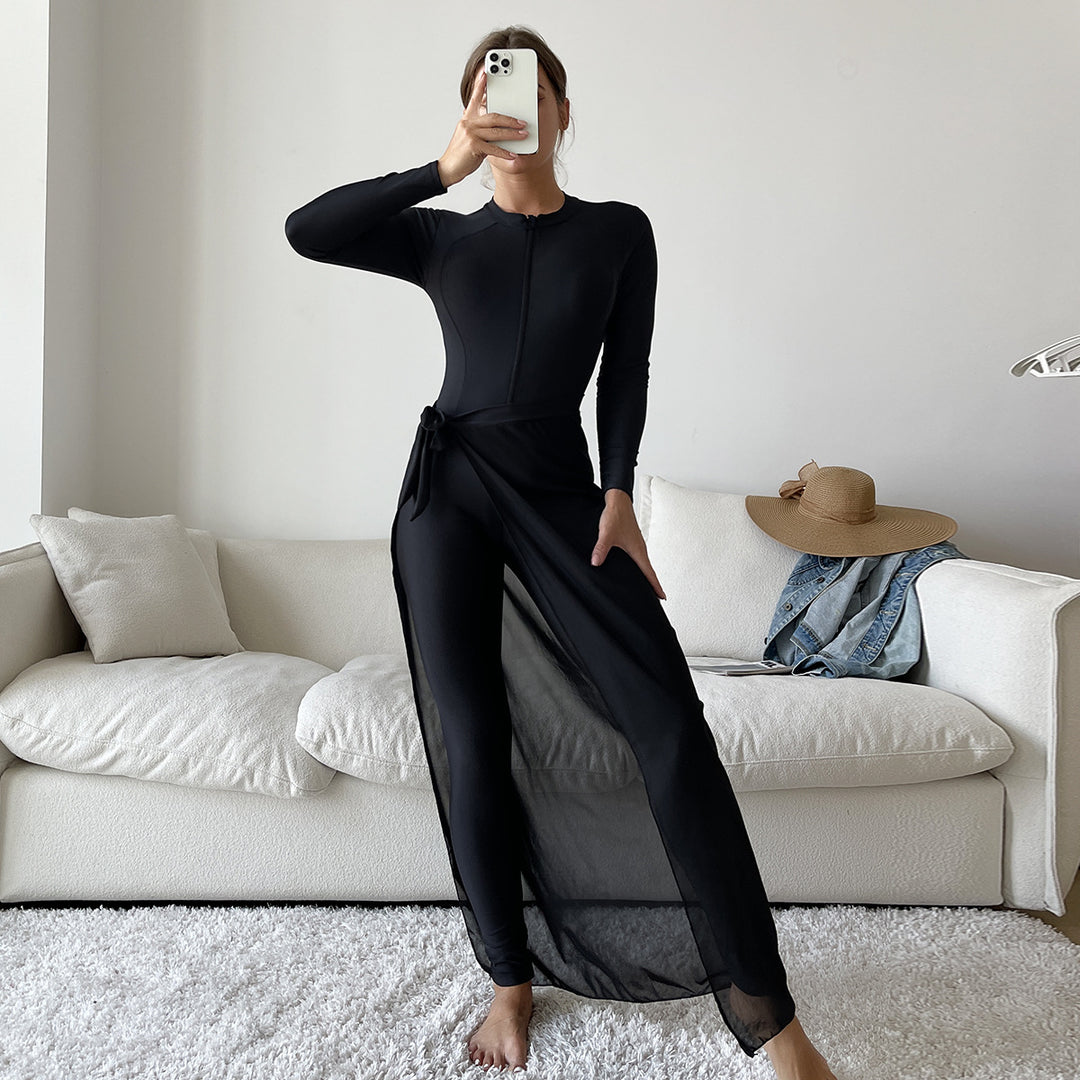 Damen eleganter UV-Schutz-Surfanzug mit durchsichtiger Overlay Drune