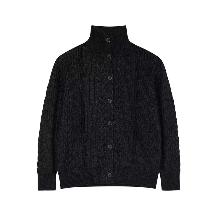 Herren Hochwertiger Strick-Cardigan mit Stehkragen Drune