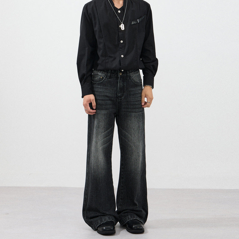 Herren Weite Vintage-inspirierte Five-Pocket-Denim-Jeans im Bodensaum-Baggy-Cut Drune