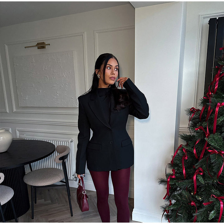 Damen elegante Blazerjacke im Oversized-Schnitt mit schickem Revers Drune