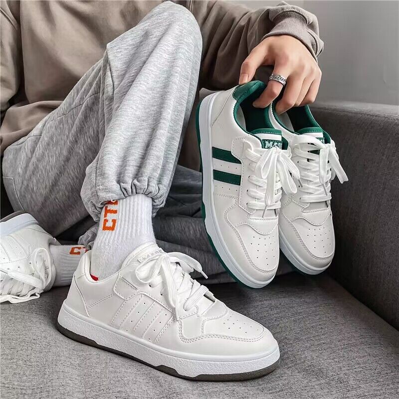 Unisex Klassische Low-Top Freizeit-Sneaker aus glattem Kunstleder mit gepolsterter Innensohle und robustem Cupsohlenprofil Drune