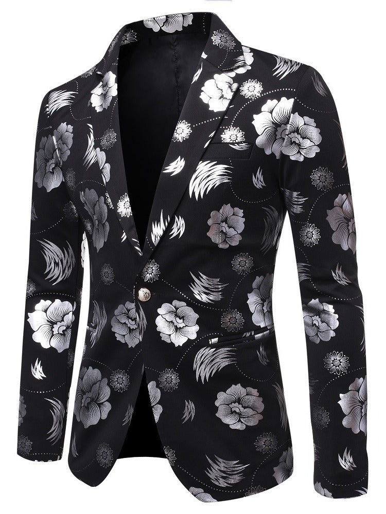 Herren eleganter Blazer mit luxuriösem Blumenmuster Drune