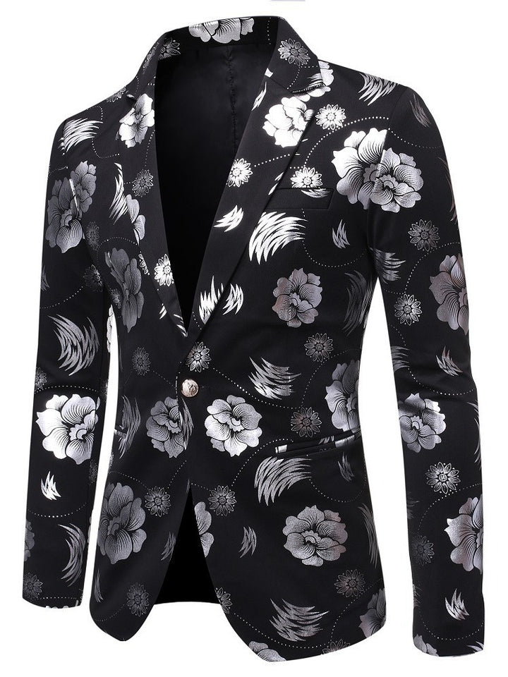 Herren eleganter Blazer mit luxuriösem Blumenmuster Drune