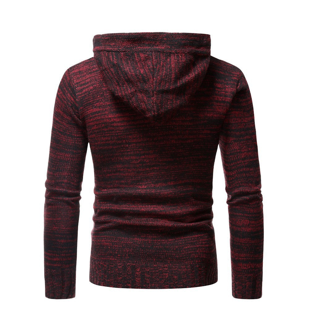 Herren modischer Strickpullover mit kuscheligem Kapuzenkragen und dekorativen Knopfdetails Drune