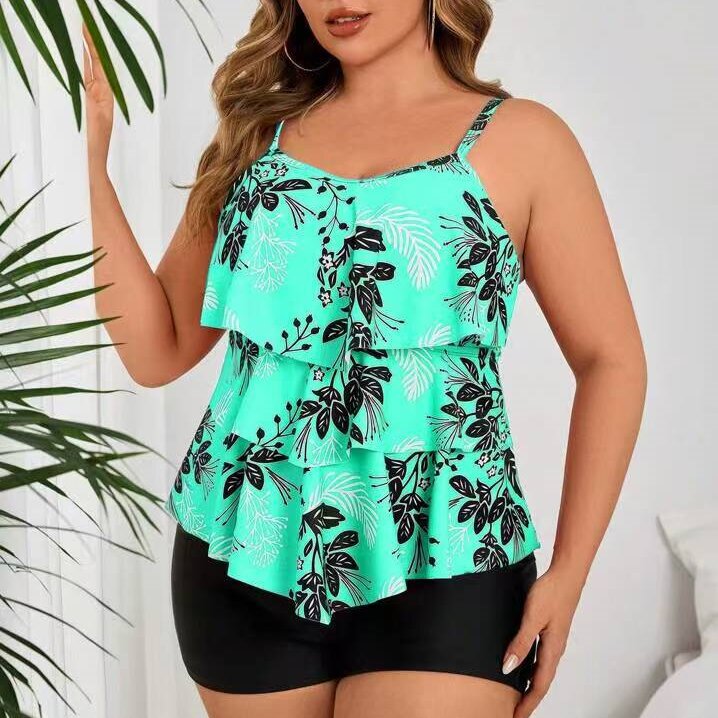 Damen Tankini-Oberteil mit modernem Rüschendesign und elastischem Schnitt Drune