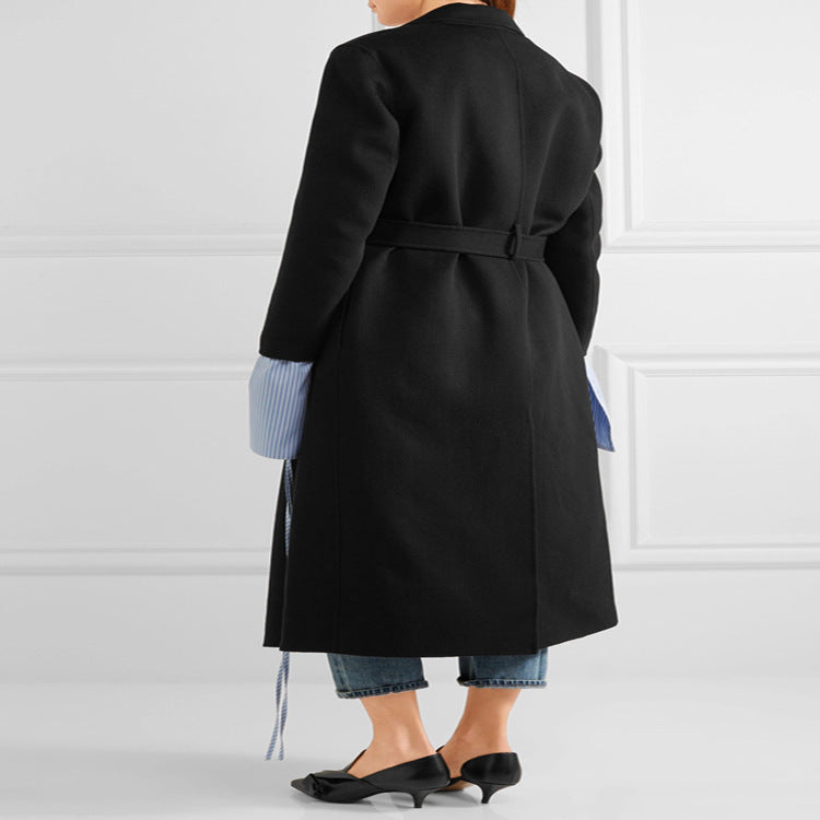 Damen Oversize Longmantel im minimalistischen Schalkragen‑Tailoring Drune