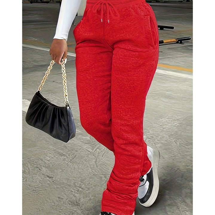 Damen nan figurbetonte Highwaist-Stretch-Sweathose mit gerafften Knöchelabschlüssen und Eingrifftaschen Drune