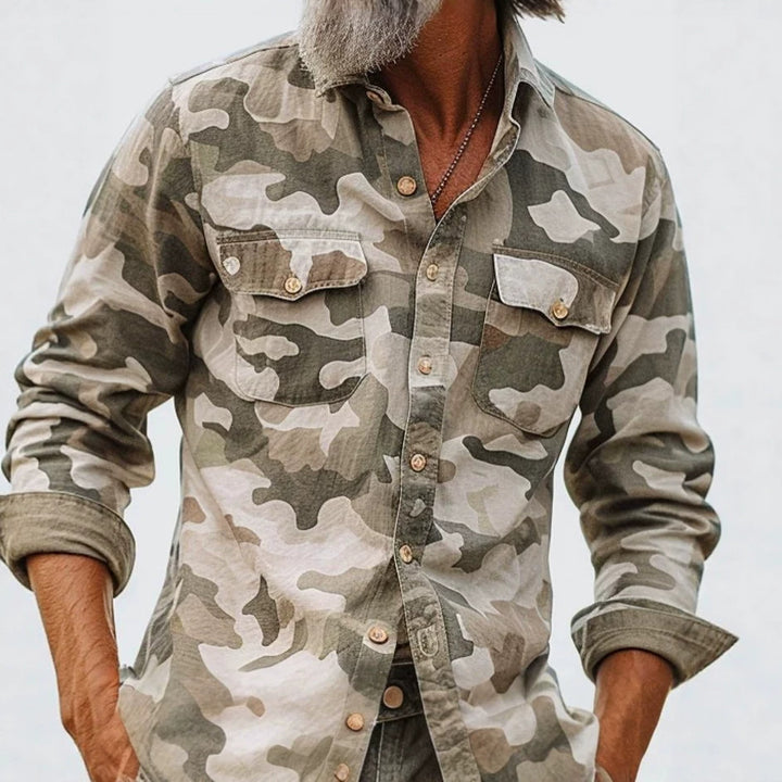 Herren Camouflage-Langarmhemd