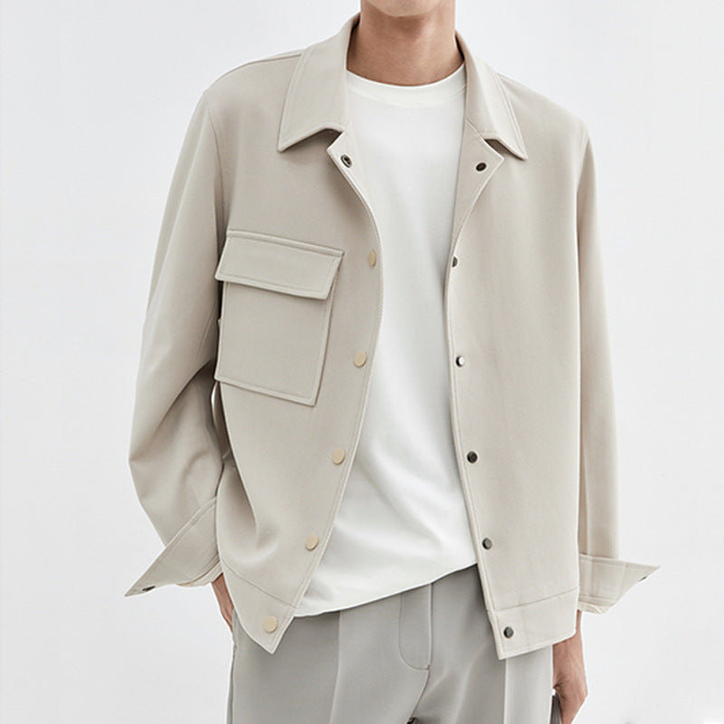 Herren Oversize-Utility-Jacke mit aufgesetzter Brusttasche und Druckknopfleiste Drune