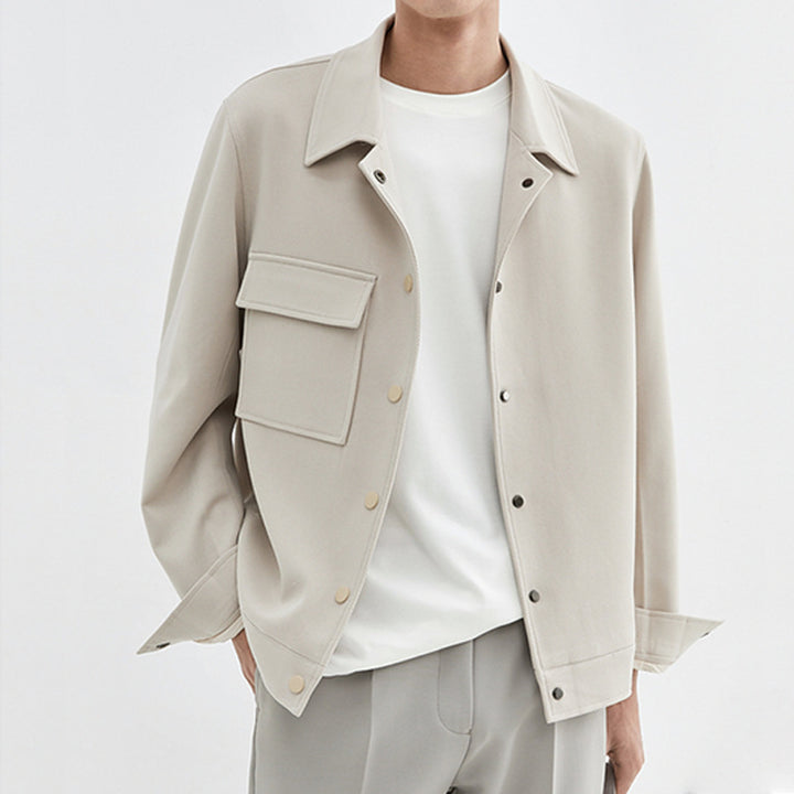 Herren Oversize-Utility-Jacke mit aufgesetzter Brusttasche und Druckknopfleiste Drune