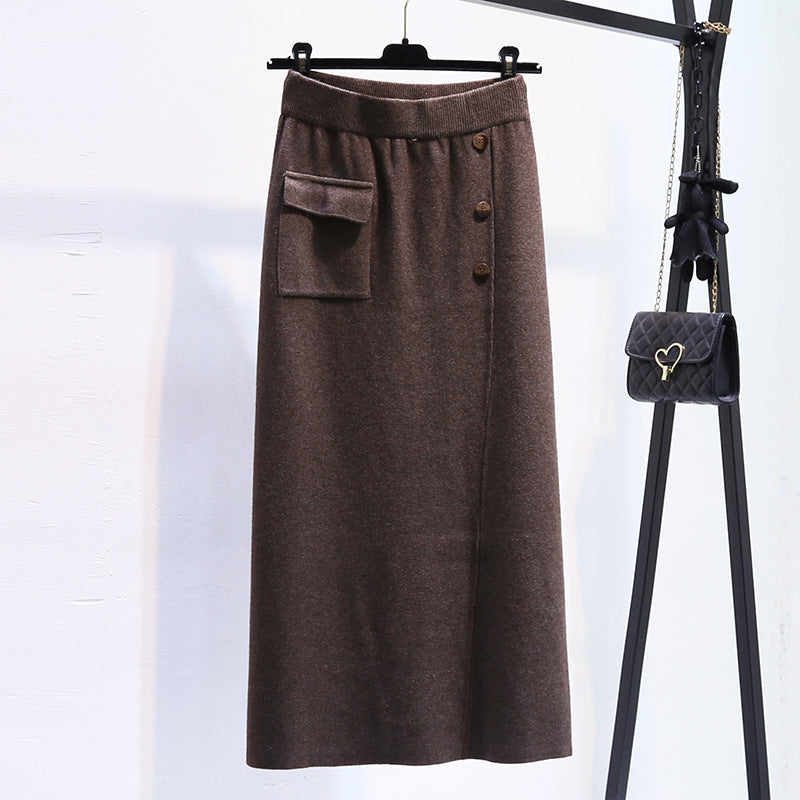 Damen Eleganter Strickrock mit praktischer Seitentasche Drune