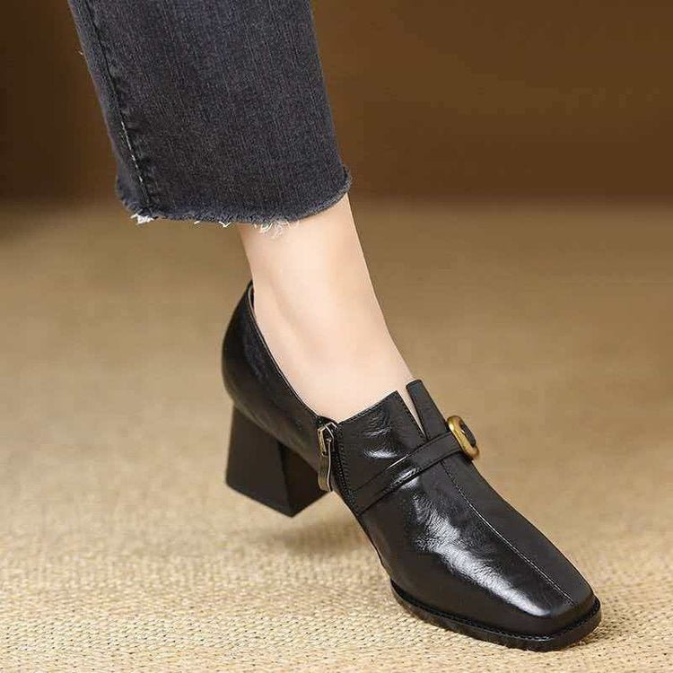 Damen Elegante spitze Stiefeletten mit Blockabsatz Drune