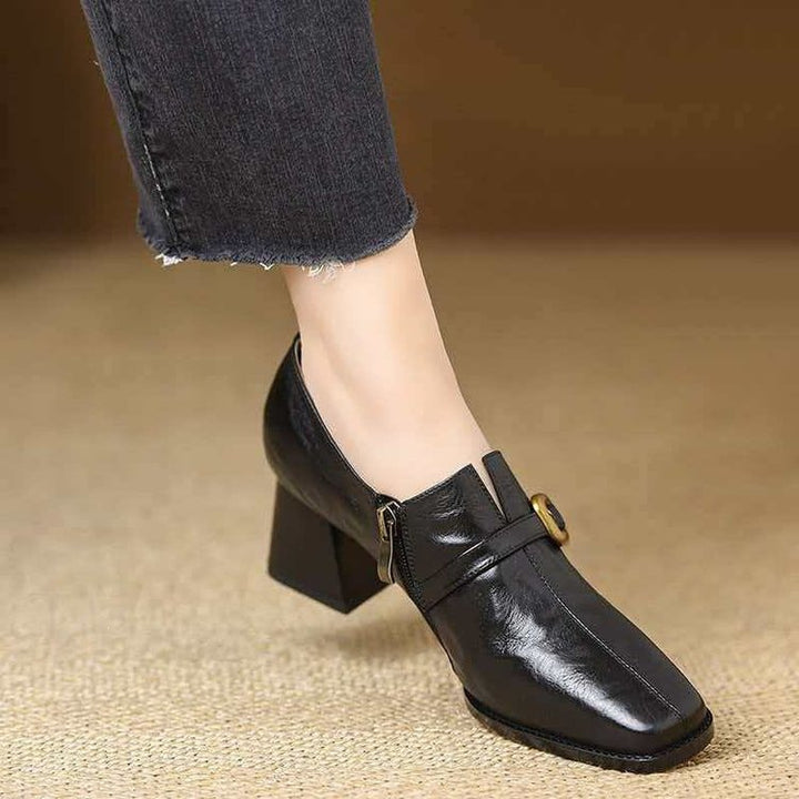 Damen Elegante spitze Stiefeletten mit Blockabsatz Drune
