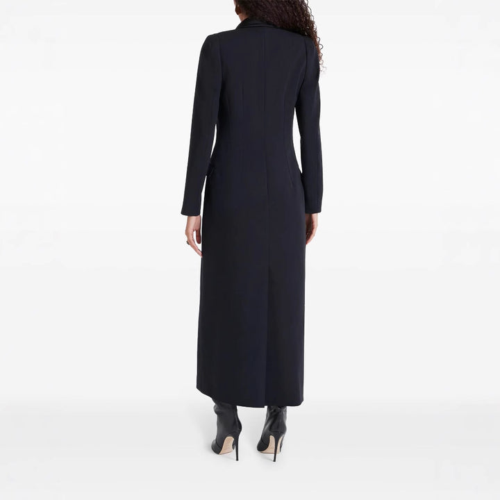 Damen Maxikleid im Smoking‑Blazer‑Stil mit Schalkragen und Ein‑Knopf‑Verschluss Drune