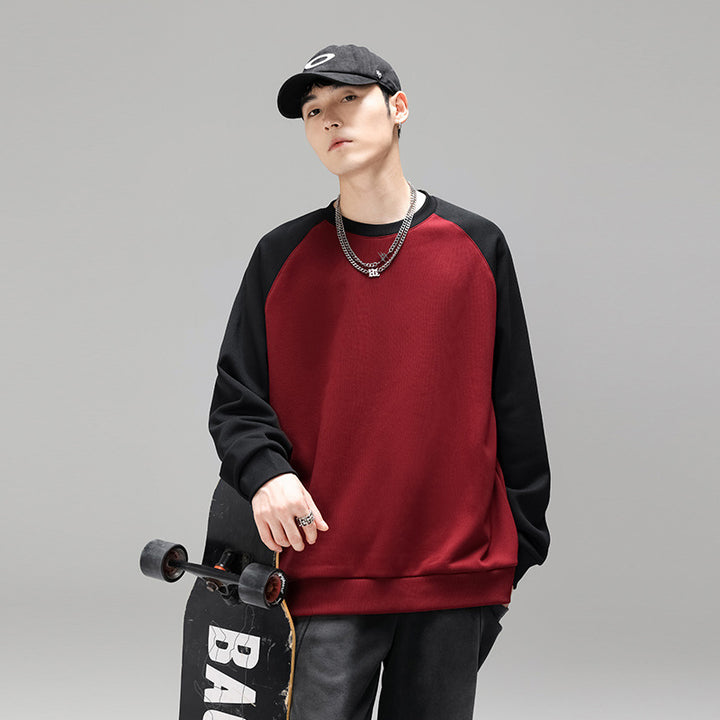 Herren Raglan‑Sweatshirt mit kontrastärmel, weichem Fleece‑Innenfutter und geripptem Saum Drune