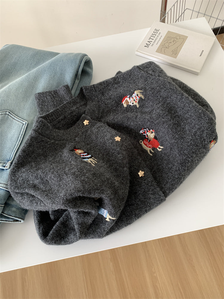 Damen Strickjacke mit buntem Stickdesign und elegantem Schnitt Drune
