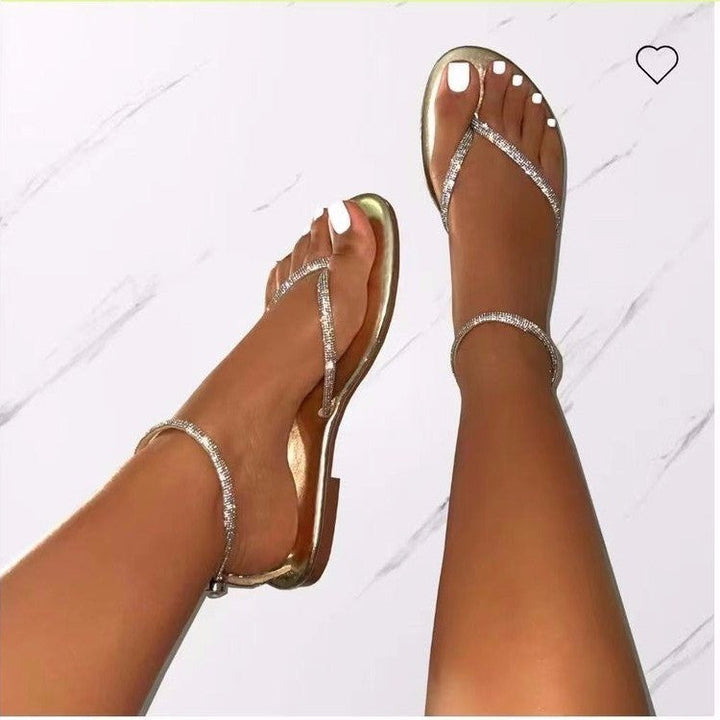 Damen Glamouröse Zehentrenner-Sandalen mit funkelnden Strass-Elementen Drune