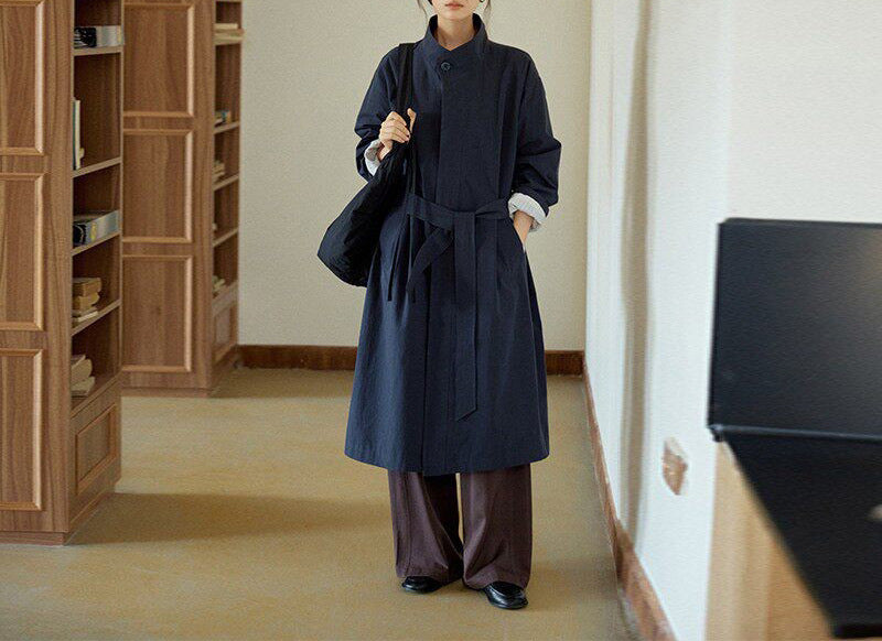 Damen Urbaner Lange Trenchcoat Drune