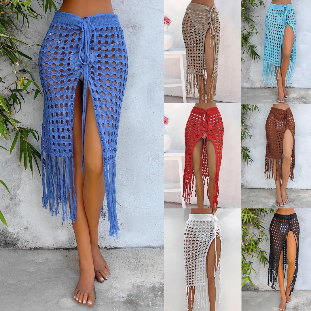 Damen gehäkelter Strand-Sarong mit Fransen Drune